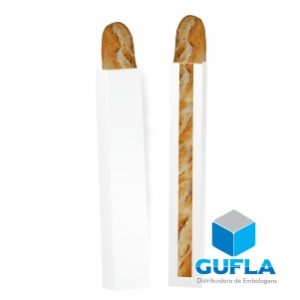 Saco de Papel Kraft Branco - Baguete com Visor